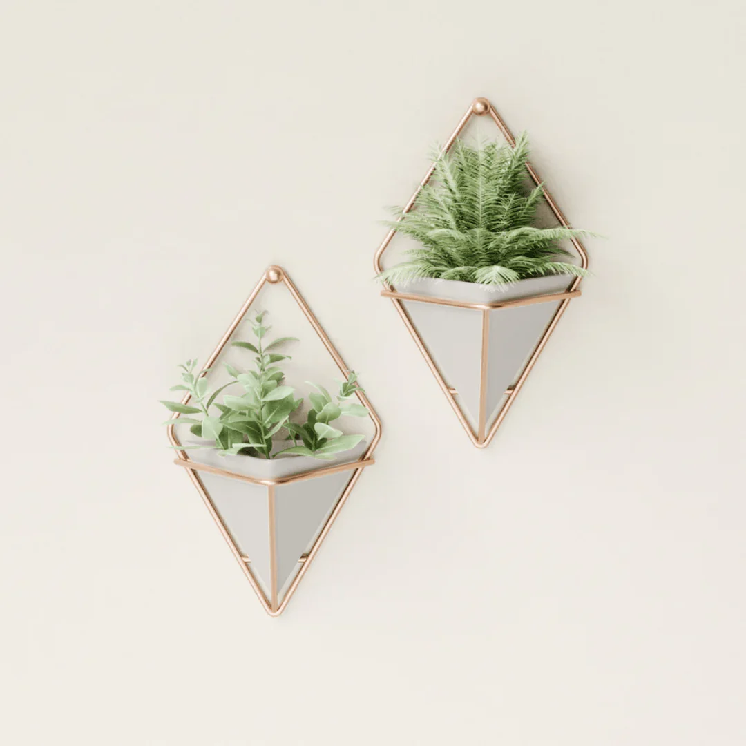 Conjunto Vaso Decorativo Cachepot de Parede Triangular de Concreto 18 cm x 11,5 cm 2 Peças - Image 2