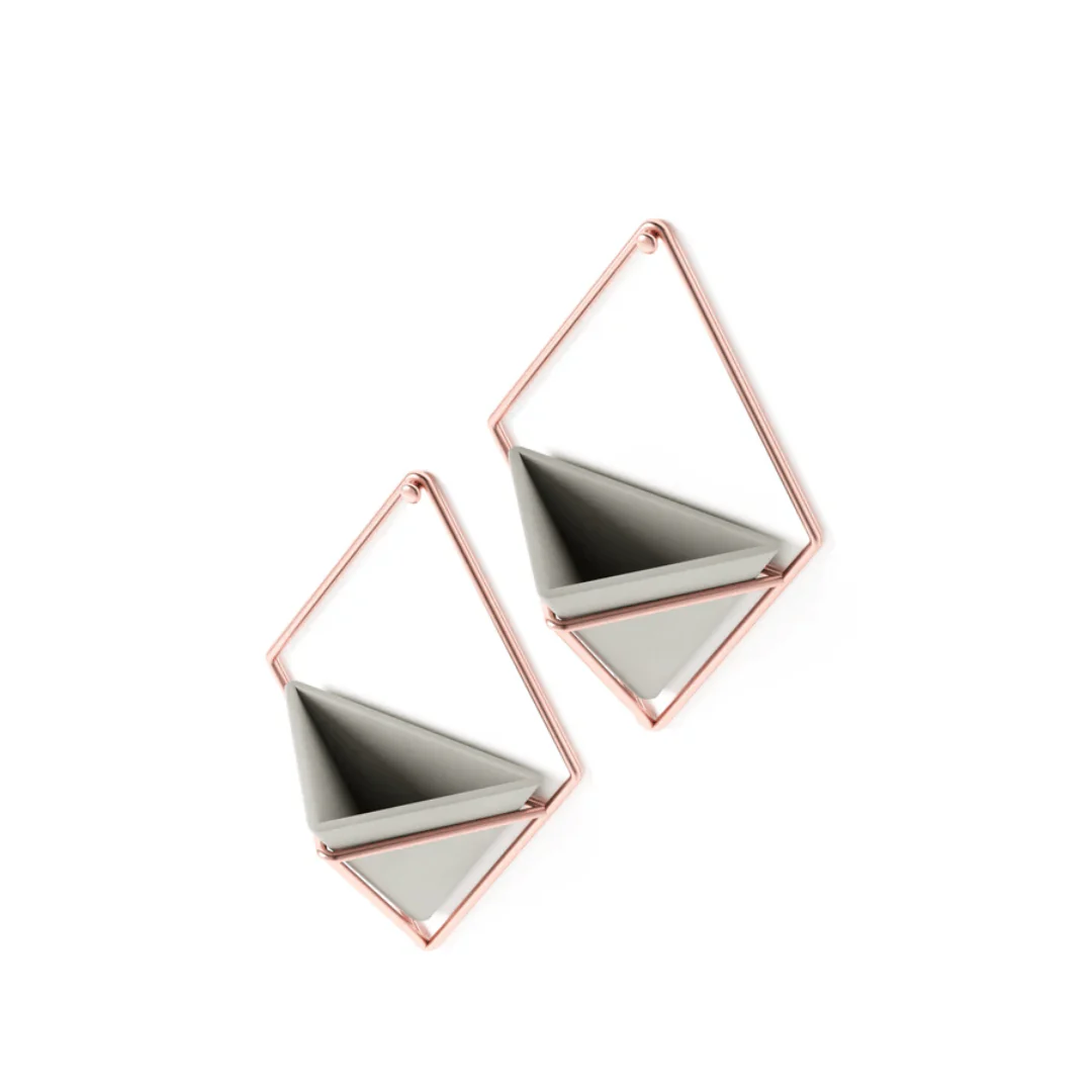 Conjunto Vaso Decorativo Cachepot de Parede Triangular de Concreto 18 cm x 11,5 cm 2 Peças - Image 4