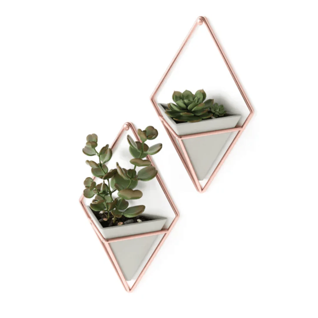 Conjunto Vaso Decorativo Cachepot de Parede Triangular de Concreto 18 cm x 11,5 cm 2 Peças - Image 5