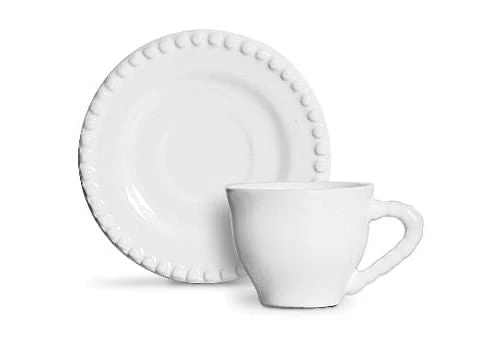 Conjunto Xicaras de Cafe com Pires Bolinha Branca - Image 2