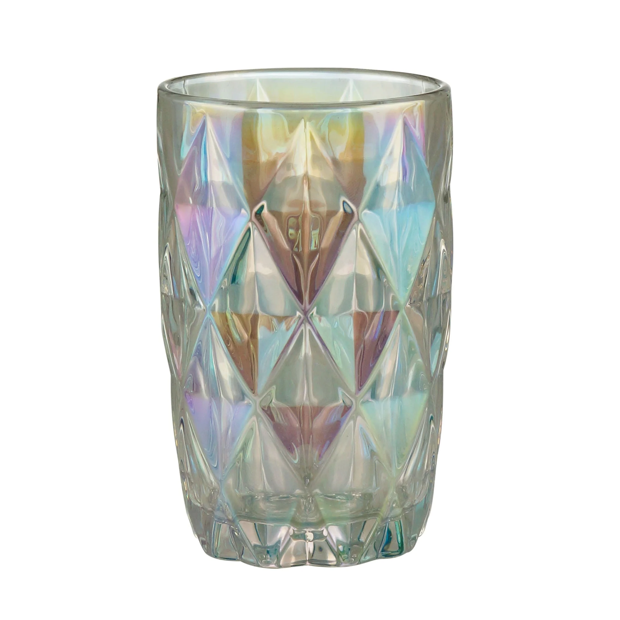 Copo Alto de Vidro Sodo-cálcico Diamond Rainbow Furta-cor - 350ml