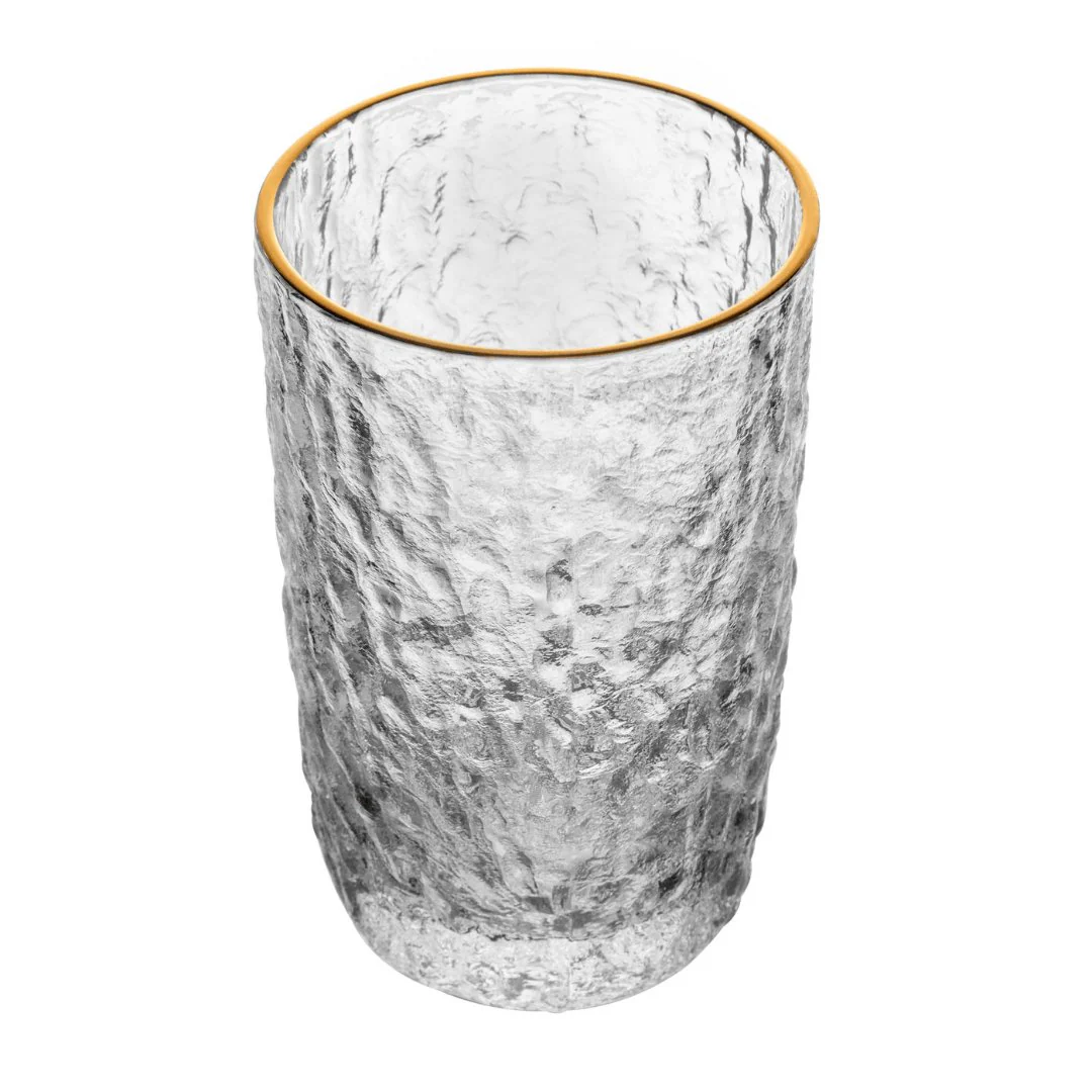 Copo Alto Petra Martelado em Cristal com Fio de Ouro 430ml - Image 6