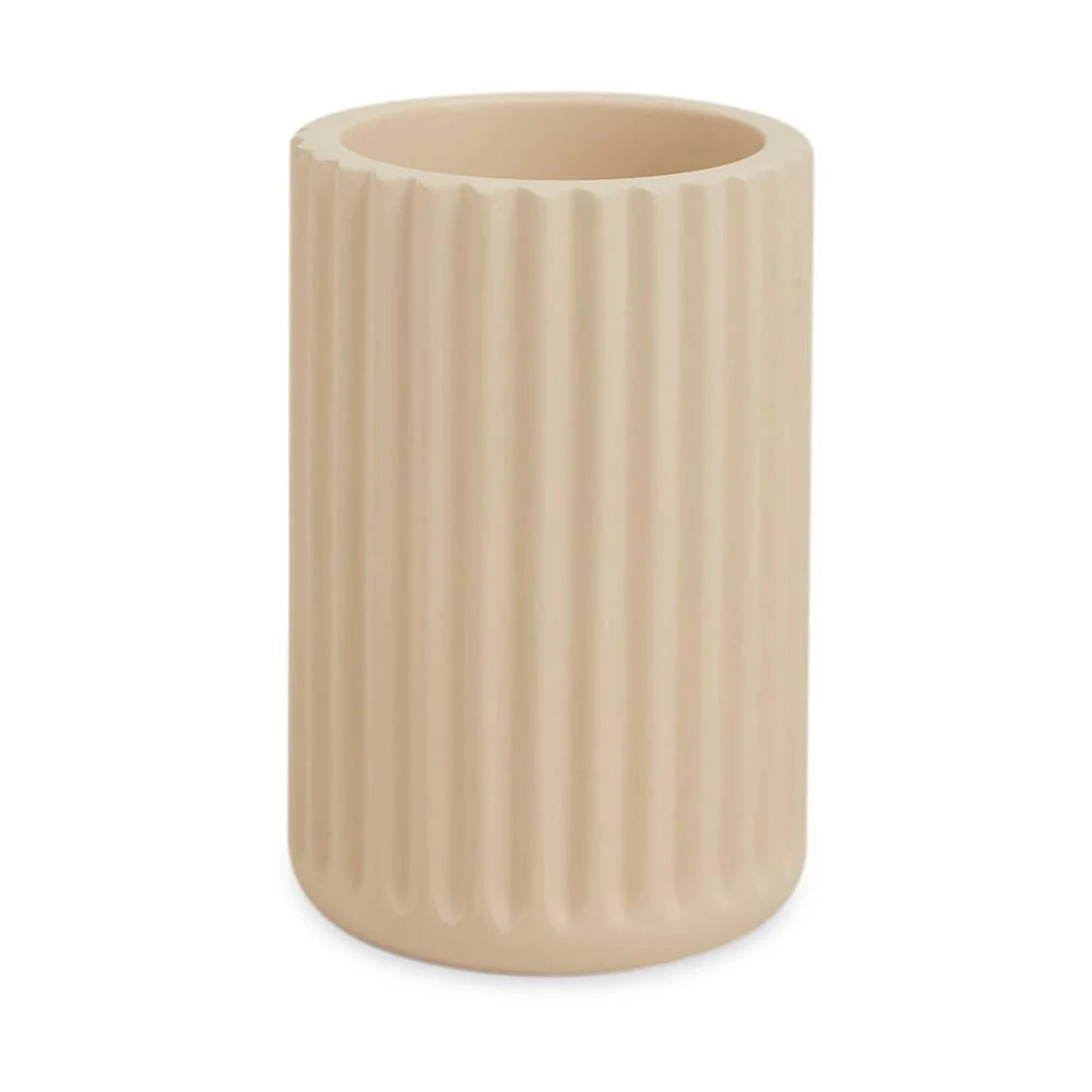 Copo Cachepot Porta Escova de Dente em Cimento Bege 9,5cm