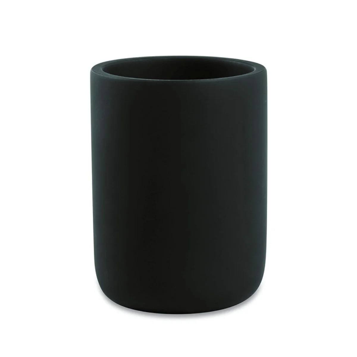 Copo Cachepot Porta Escova de Dente em Cimento Preto Fosco - 10 cm