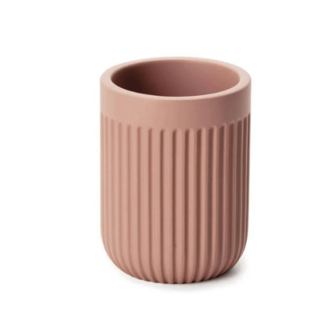Copo Porta Escova Cimento Rosa 10cm
