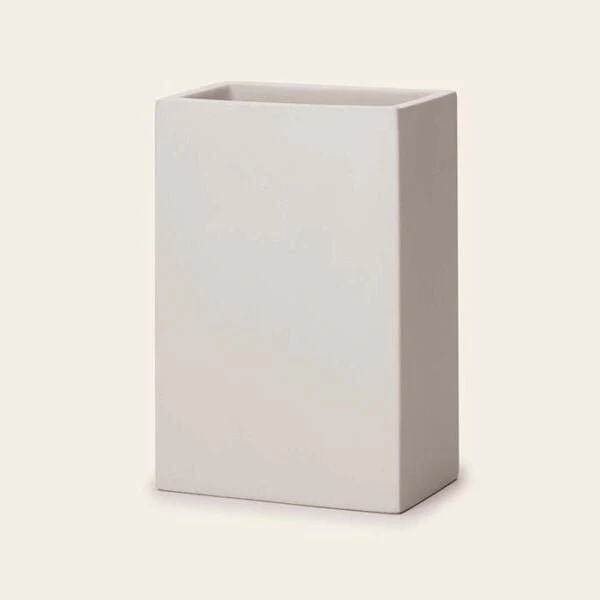 Copo Porta Escova de Dentes Quadrado Branco em Cimento