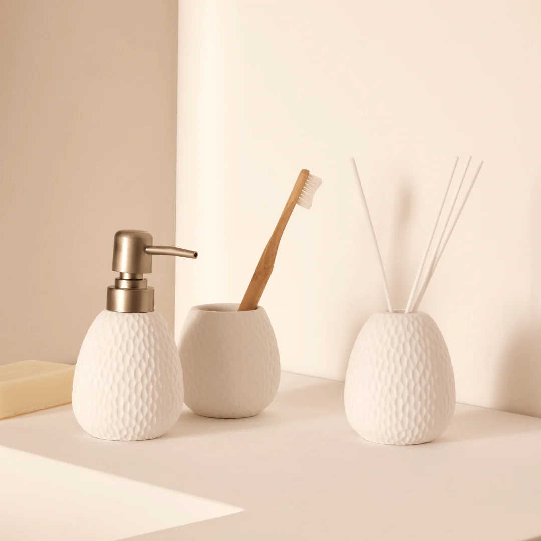 Porta Sabonete Liquido em Cimento Branco 15cm - Image 2