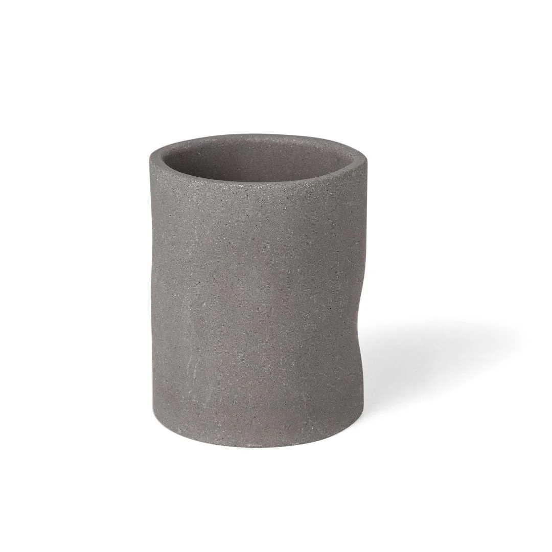 Copo Porta Escova Multiuso em Cimento Cinza 10cm