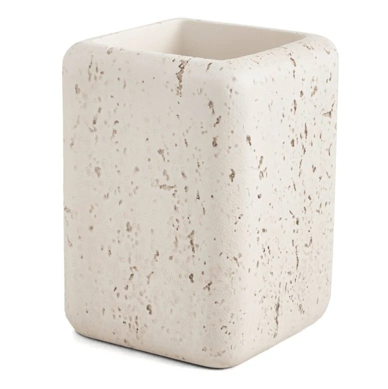 Copo Porta Escova Multiuso em Poliresina Branco 11cm