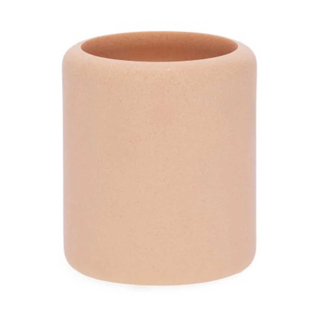 Copo Porta Escova Redondo de Poliresina Rosa 10,5cm