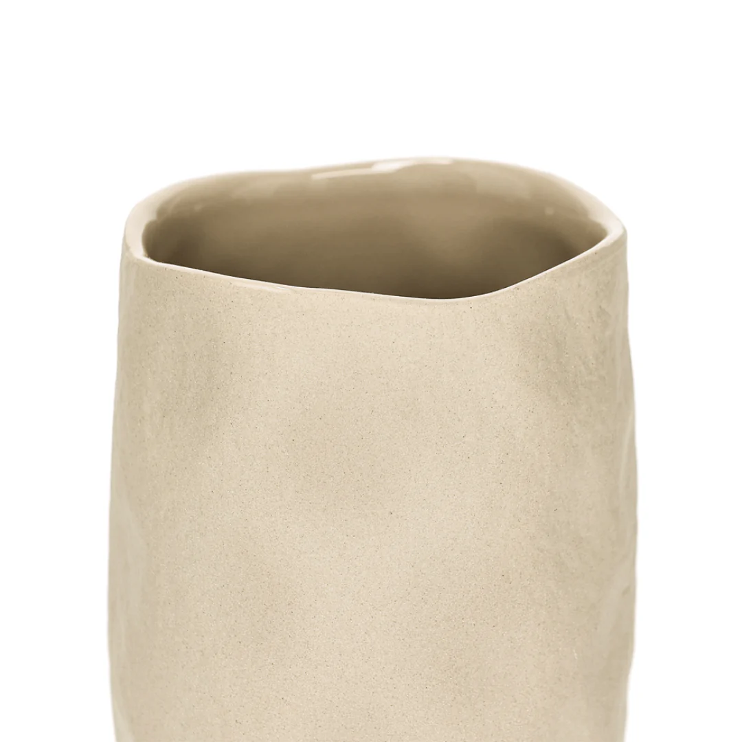 Copo Vaso Decorativo em Cerâmica Bege 12cm - Image 2