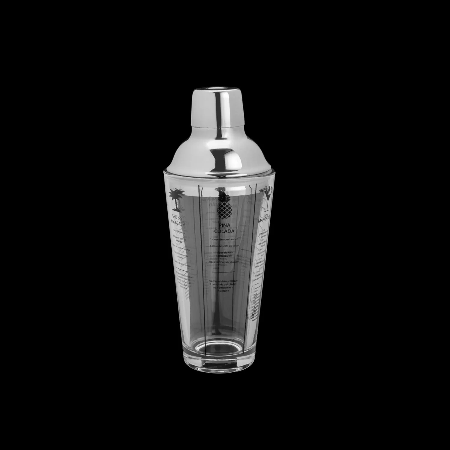 Coqueteleira de Vidro e Inox Coimbra Transparente com Tampa Cromada 420 ml - Image 3