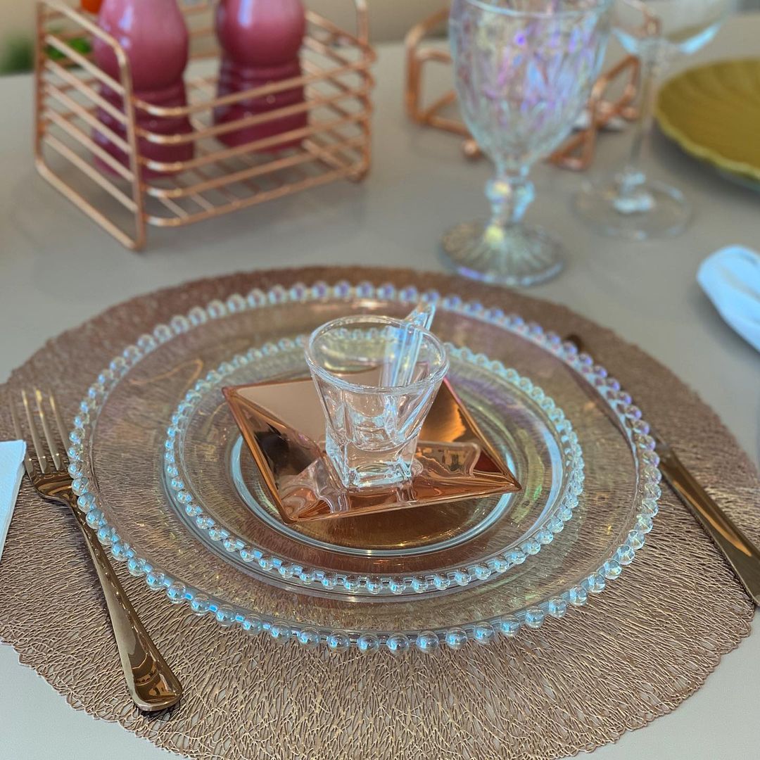 Jogo Americano Descanso de Prato Redondo Rose Gold PVC - 38 cm - Image 2