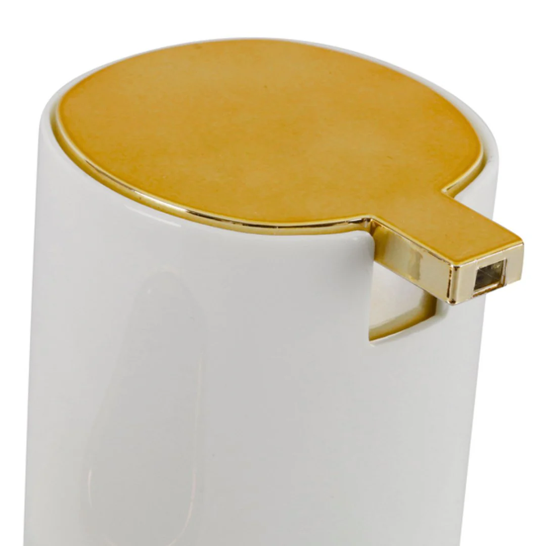 Dispenser Porta Detergente com Bucha Linha Conceito Branco com Dourado - Image 5