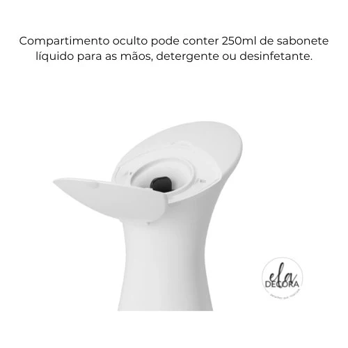 Dispenser Porta Detergente Automático com Sensor Otto com Suporte Esponja Branco 250ml - Image 2