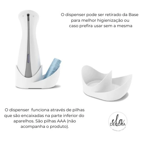 Dispenser Porta Detergente Automático com Sensor Otto com Suporte Esponja Branco 250ml - Image 4