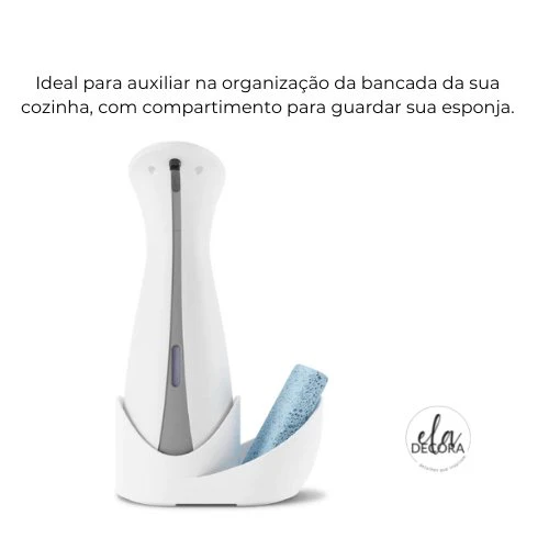 Dispenser Porta Detergente Automático com Sensor Otto com Suporte Esponja Branco 250ml - Image 5
