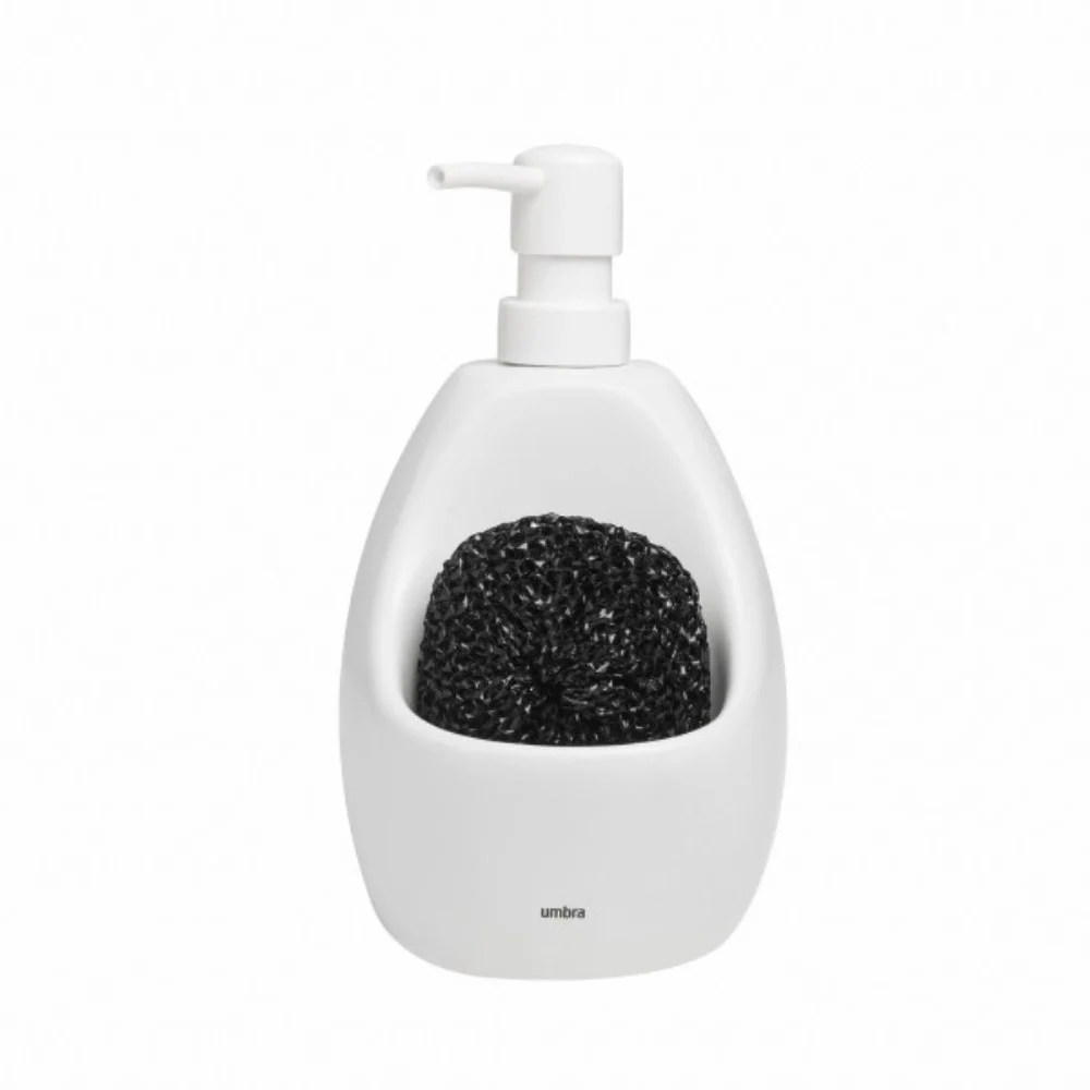 Dispenser Porta Detergente com Esponja Joey Umbra Cerâmica Branco - 591ml - Image 6