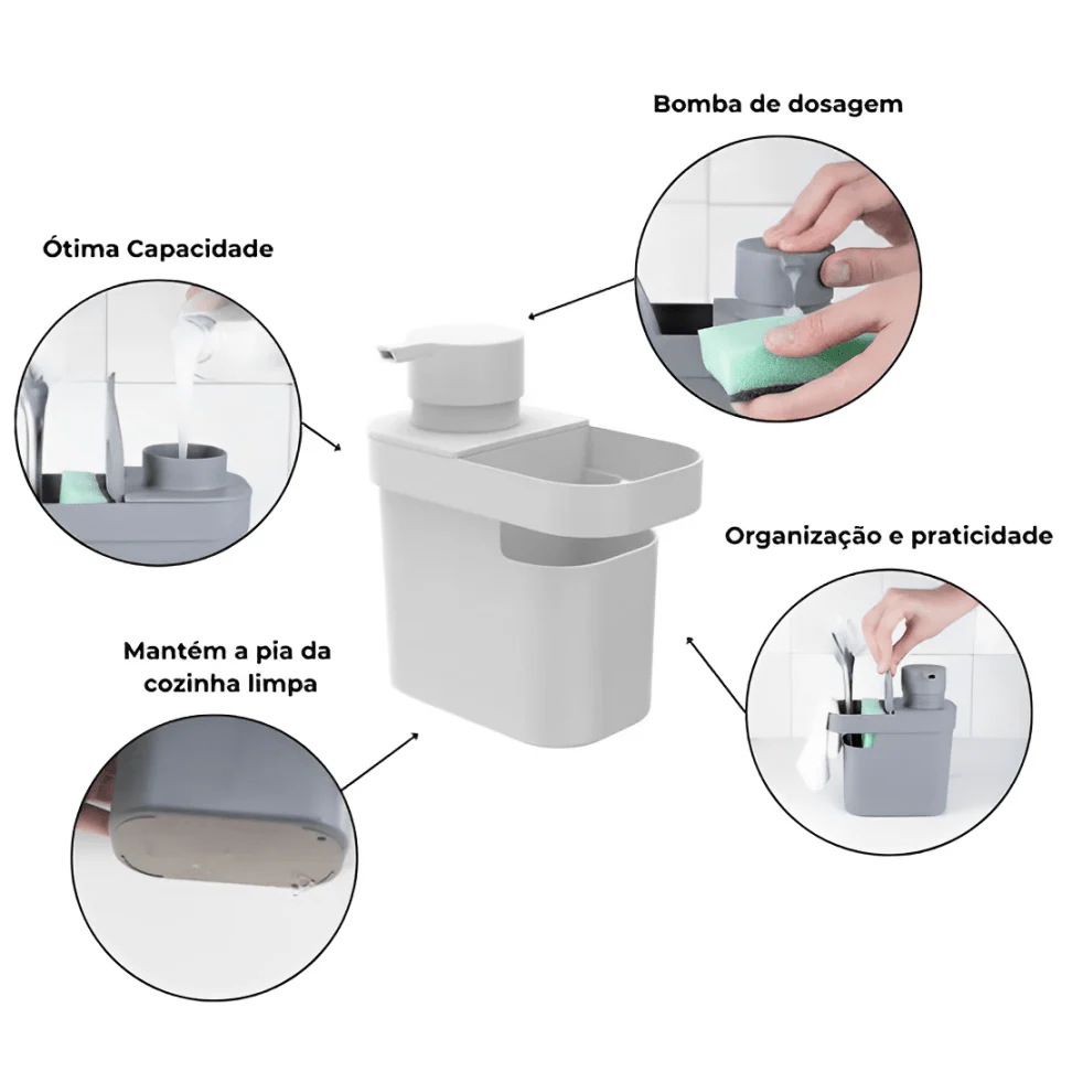 Dispenser Porta Detergente e Organizador de Pia Trium Branco 650 Ml - Image 7
