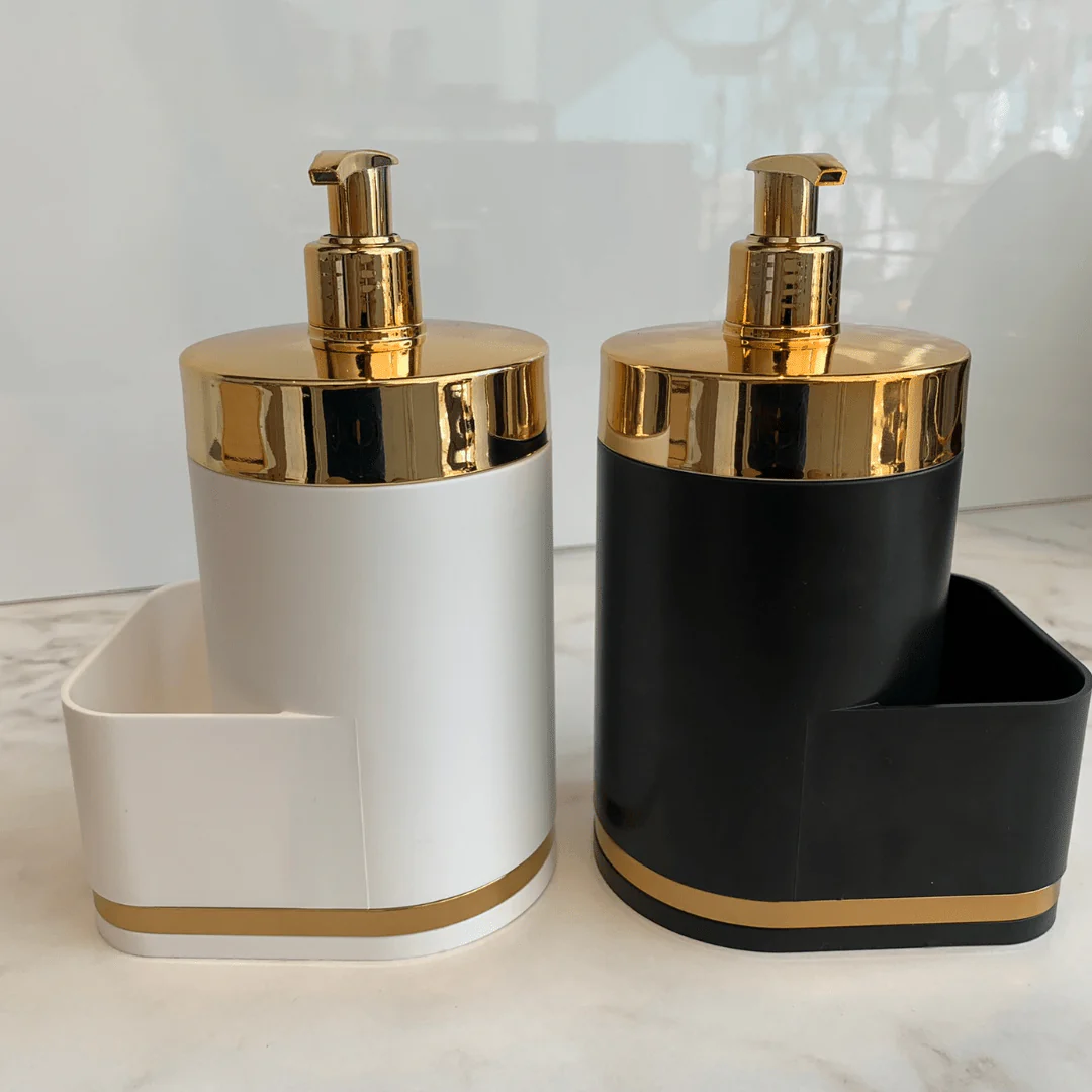 Dispenser Porta Detergente Organizador de Pia Preto e Dourado - Image 2
