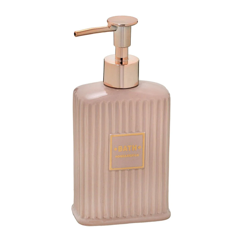 Dispenser Porta Sabonete Liquido Rosa e Rose Gold 300ml