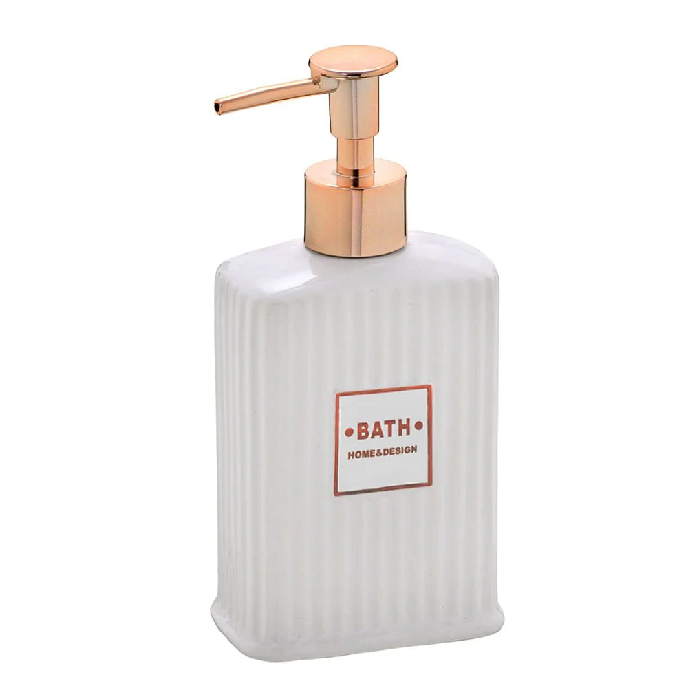 Dispenser Porta Sabonete Liquido Branco e Rose Gold