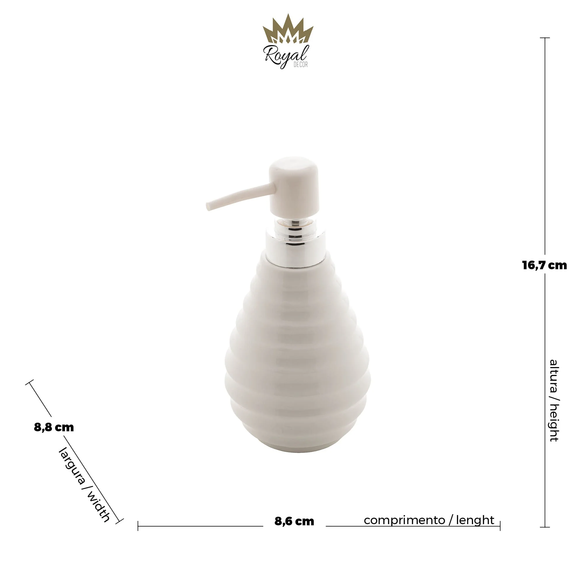Dispenser Porta Sabonete Líquido Cerâmica Branco 300ml - Image 6