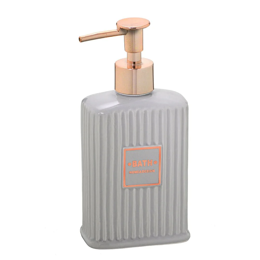 Dispenser Porta Sabonete Liquido Cinza e Rose Gold