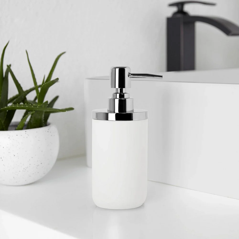 Dispenser Porta Sabonete Líquido Junip Branco com Cromado - 380 ml - Image 2