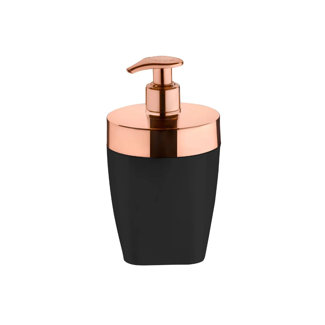 Dispenser Porta Sabonete Liquido Preto com Rose Gold 16cm - Image 2