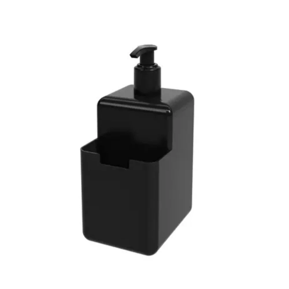 Dispenser de Detergente Single com Porta Esponja Bucha Preto -  500ml