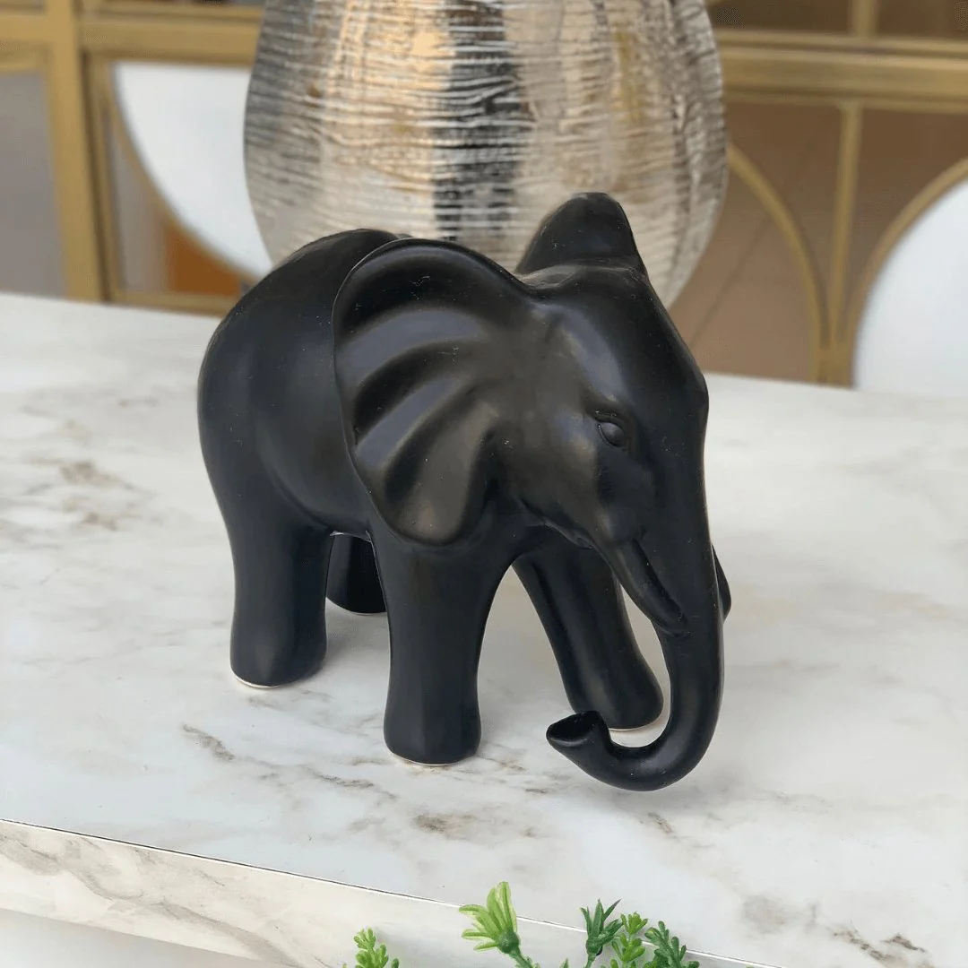 Elefante De Cerâmica Preto - Image 2