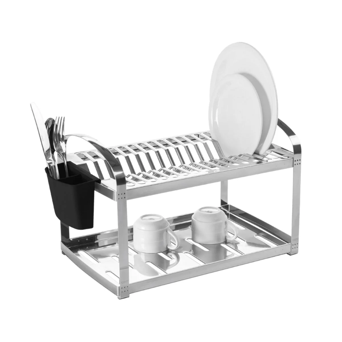Escorredor de Louças Inox 16 Pratos Com Porta Talheres + Dispenser Detergente Brinde - Image 2