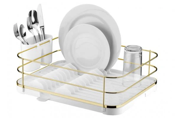 Escorredor de Louças Branco e Dourado com Bico - Image 4
