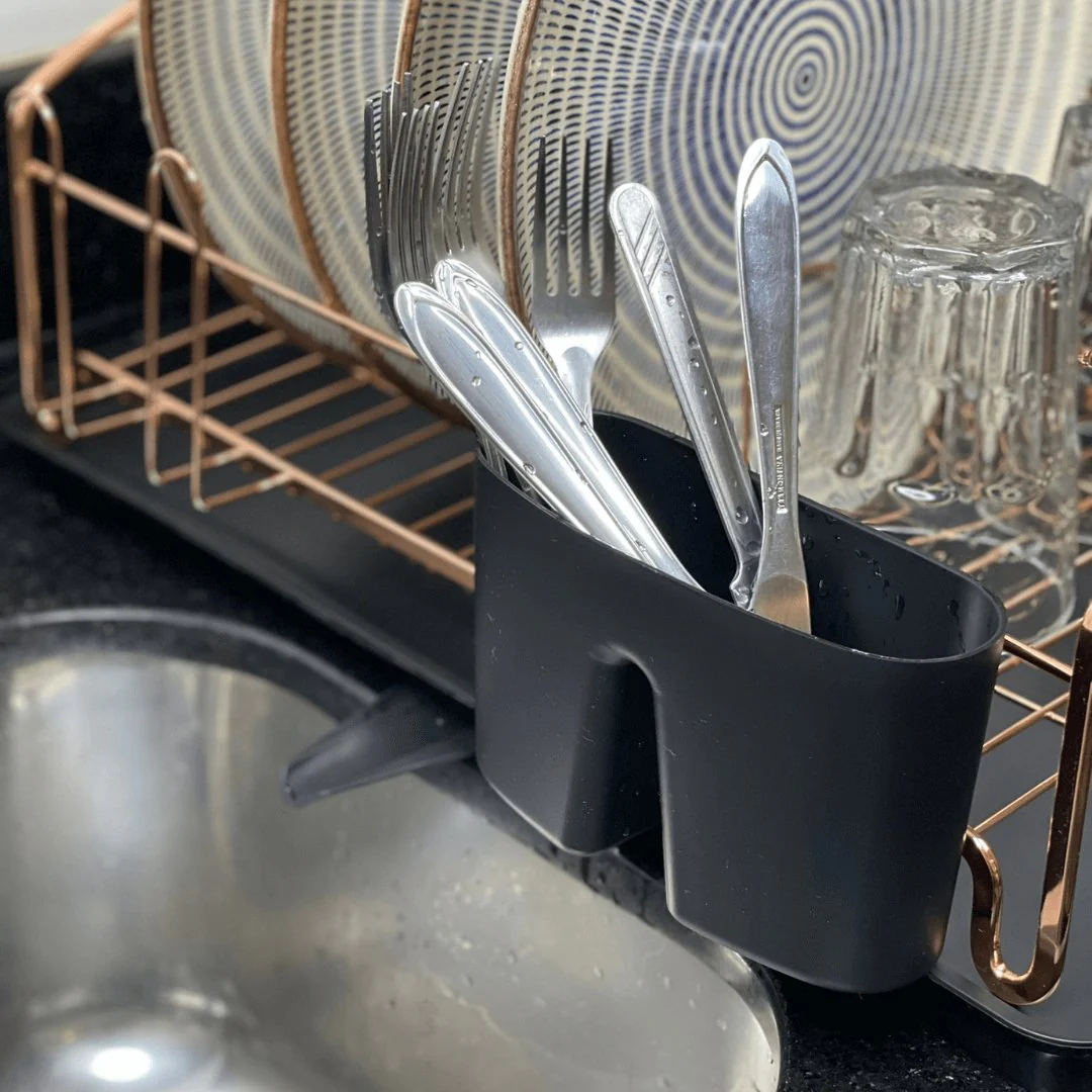 Escorredor De Louças Rose Gold Com Bandeja Preta 10 Pratos 8 Copos - Image 4