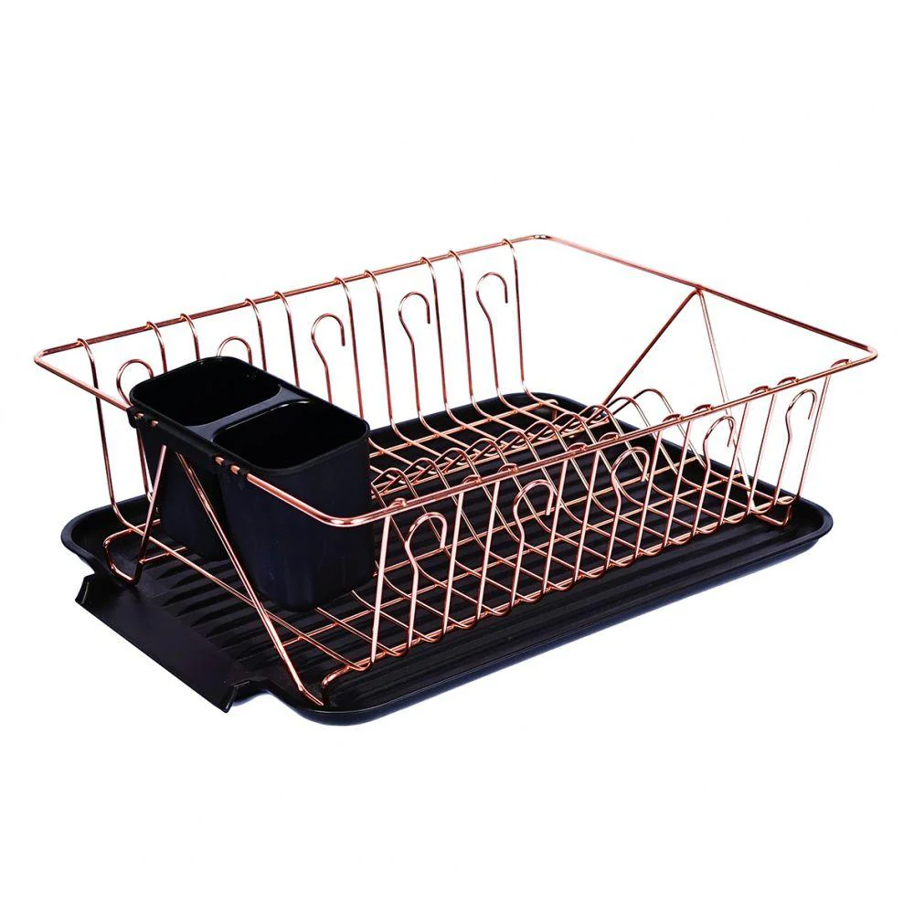 Escorredor De Loucas De Metal Retangular Rose Gold - 44,5 cm