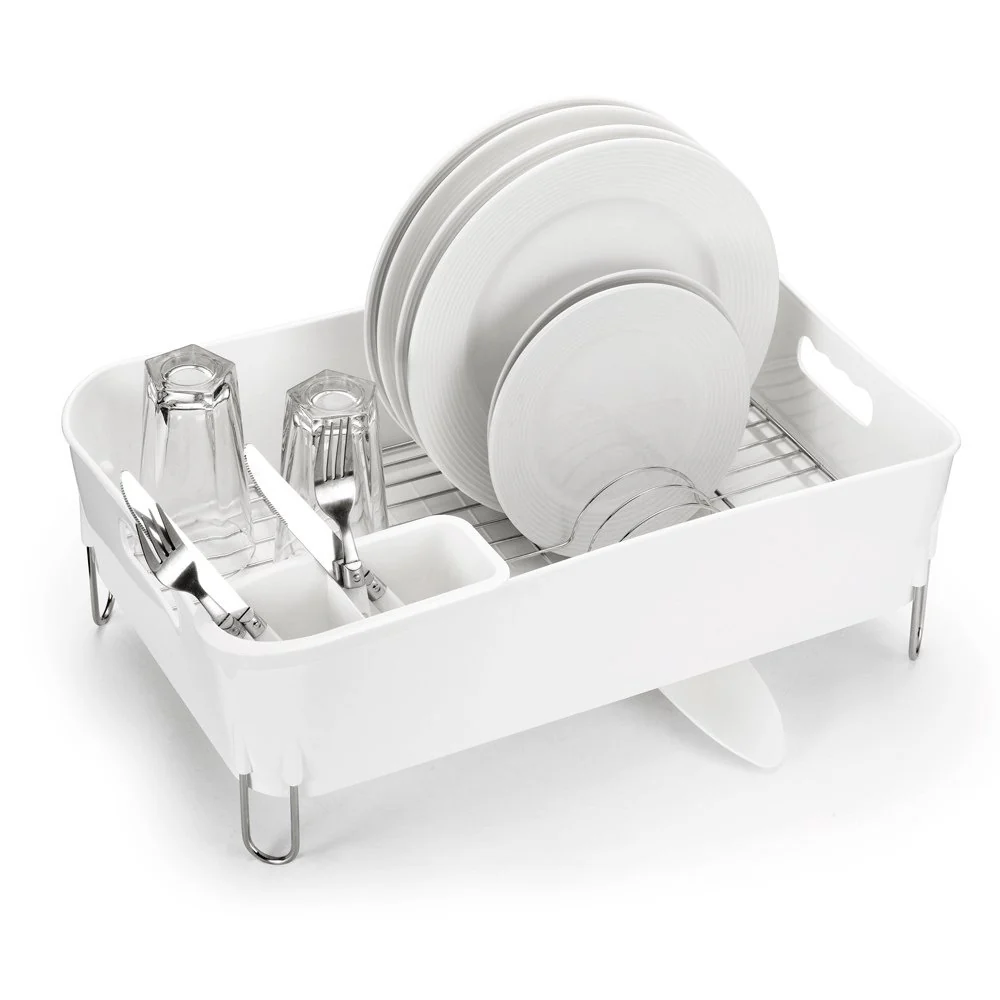 Escorredor de Louças Branco Com Porta Talheres e Bico Para Escoamento de Água - Image 4