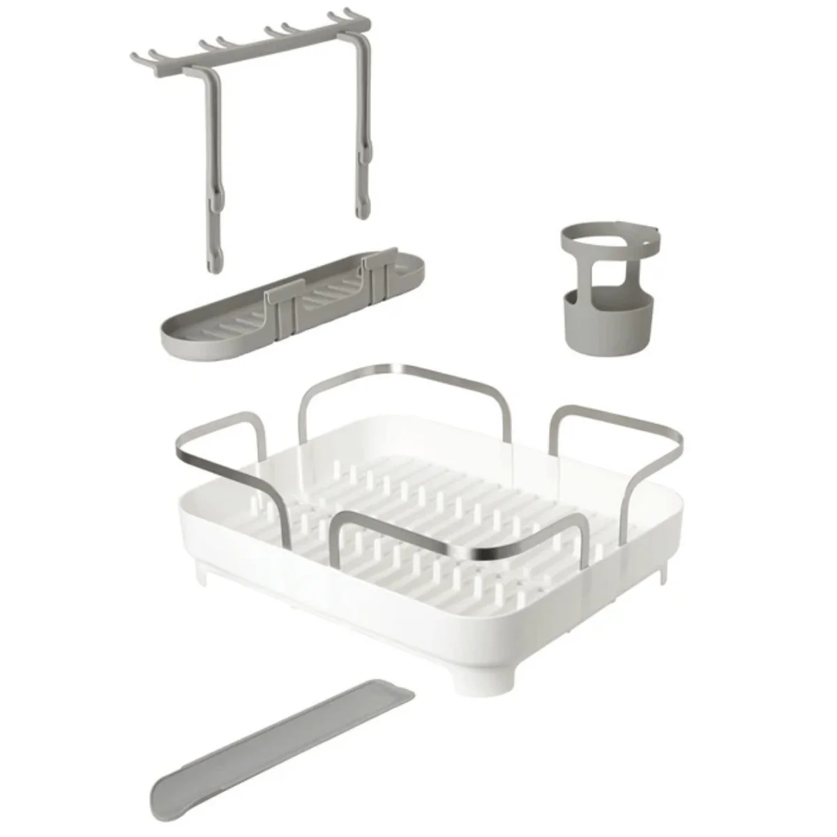 Escorredor De Louças Holster Com Porta Taças e Bico Branco em Aço Inox e PP - Image 5