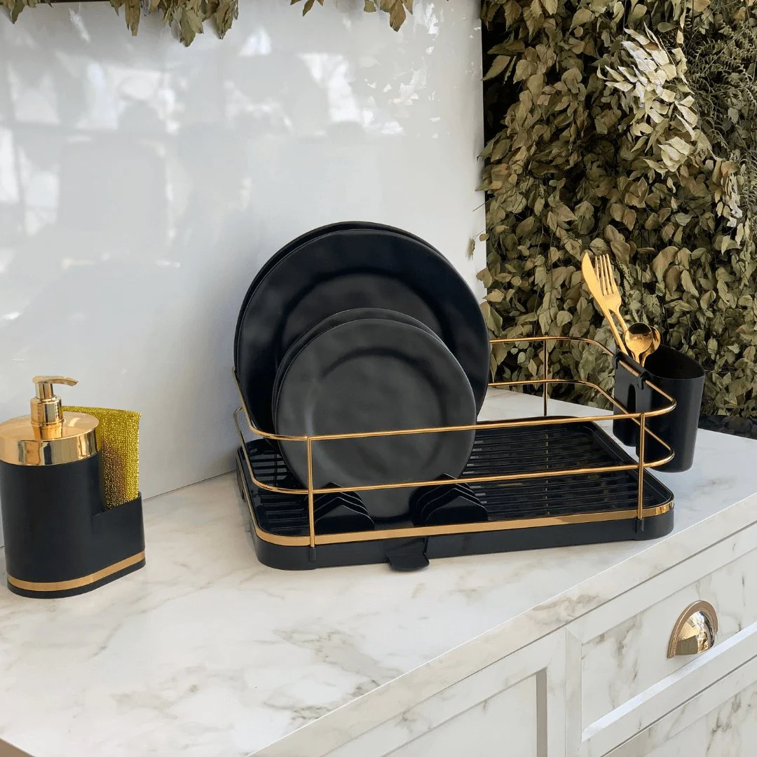 Escorredor de Louças Preto e Dourado com Bico - Image 3