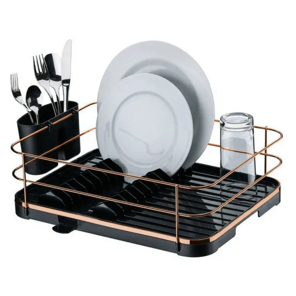 Escorredor de Louças Rose Gold Preto com Porta Talheres - Image 6