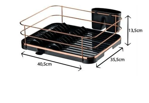 Escorredor de Louças Rose Gold Preto com Porta Talheres - Image 8