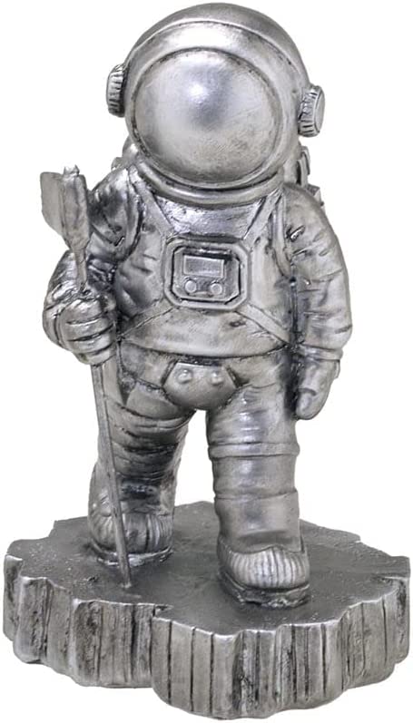 Escultura Astronauta Decorativo com Bandeira Cromado 10,5cm
