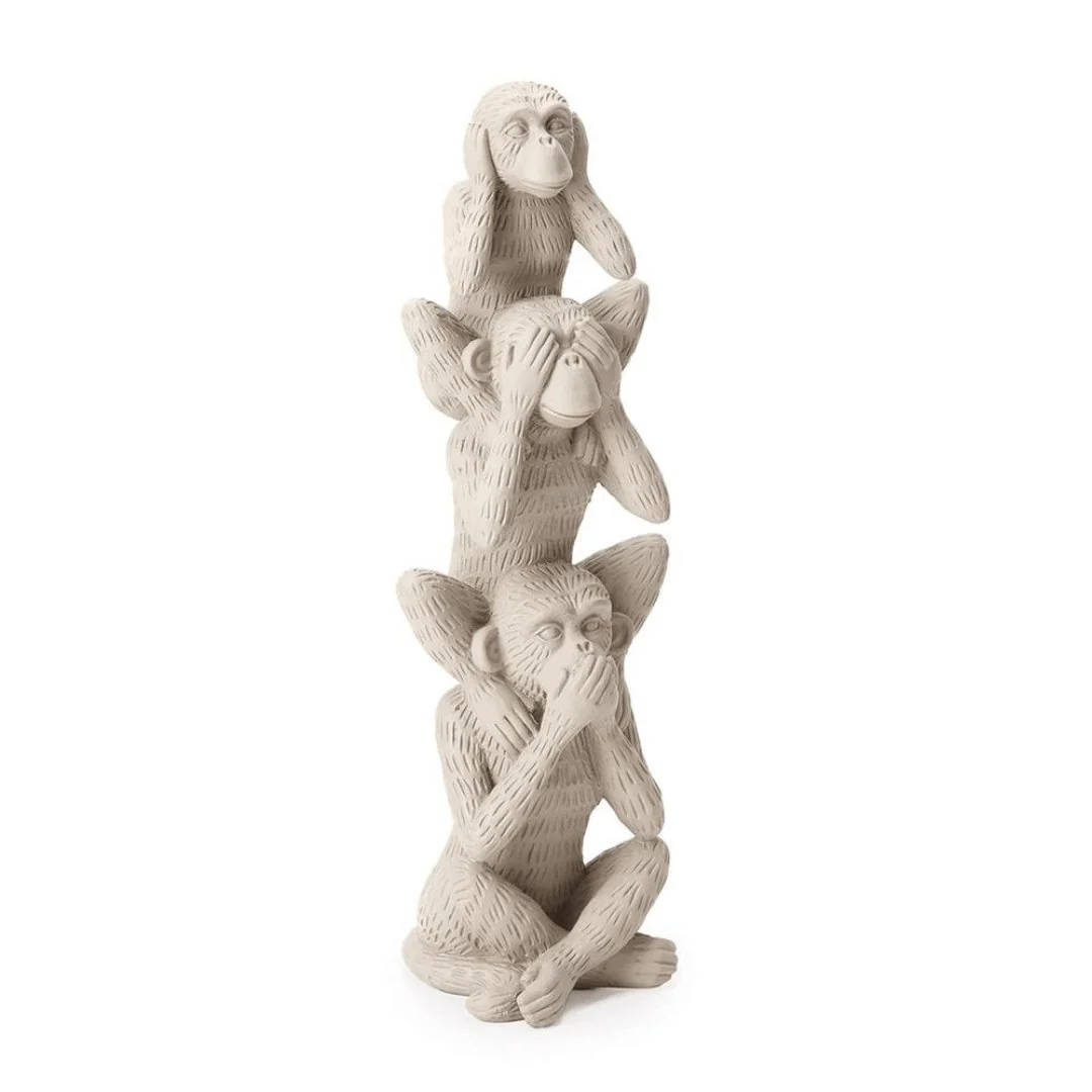 Escultura Macacos em Poliresina Cinza 31cm - Image 2
