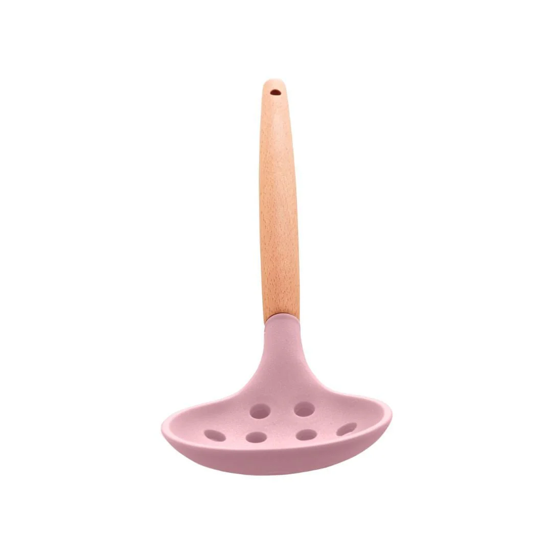 Escumadeira de Silicone com Cabo de Bambu Charmy Rosa 31,5cm - Image 2