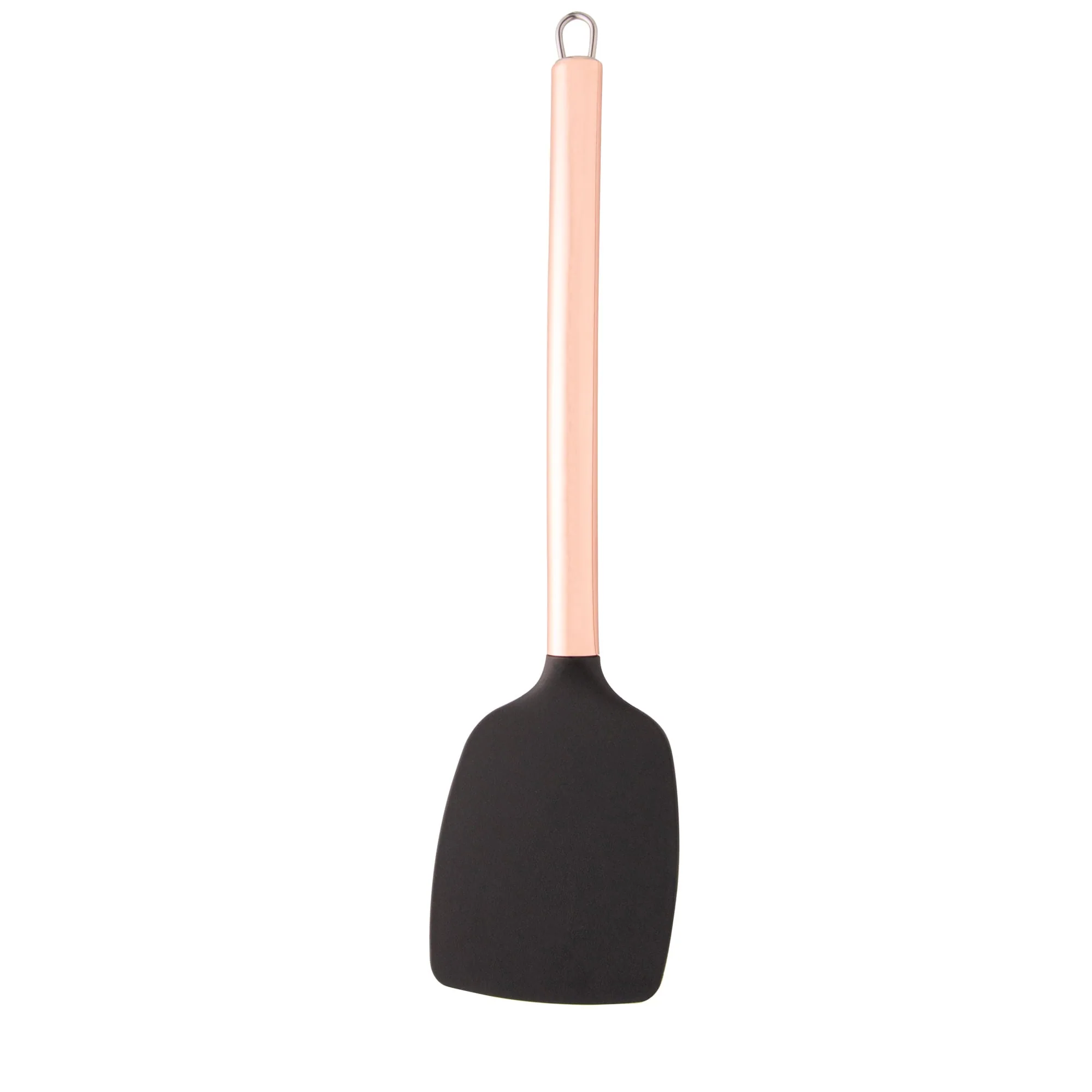 Espátula de Nylon Preta com Cabo de Aço Inox Rose Gold 34cm