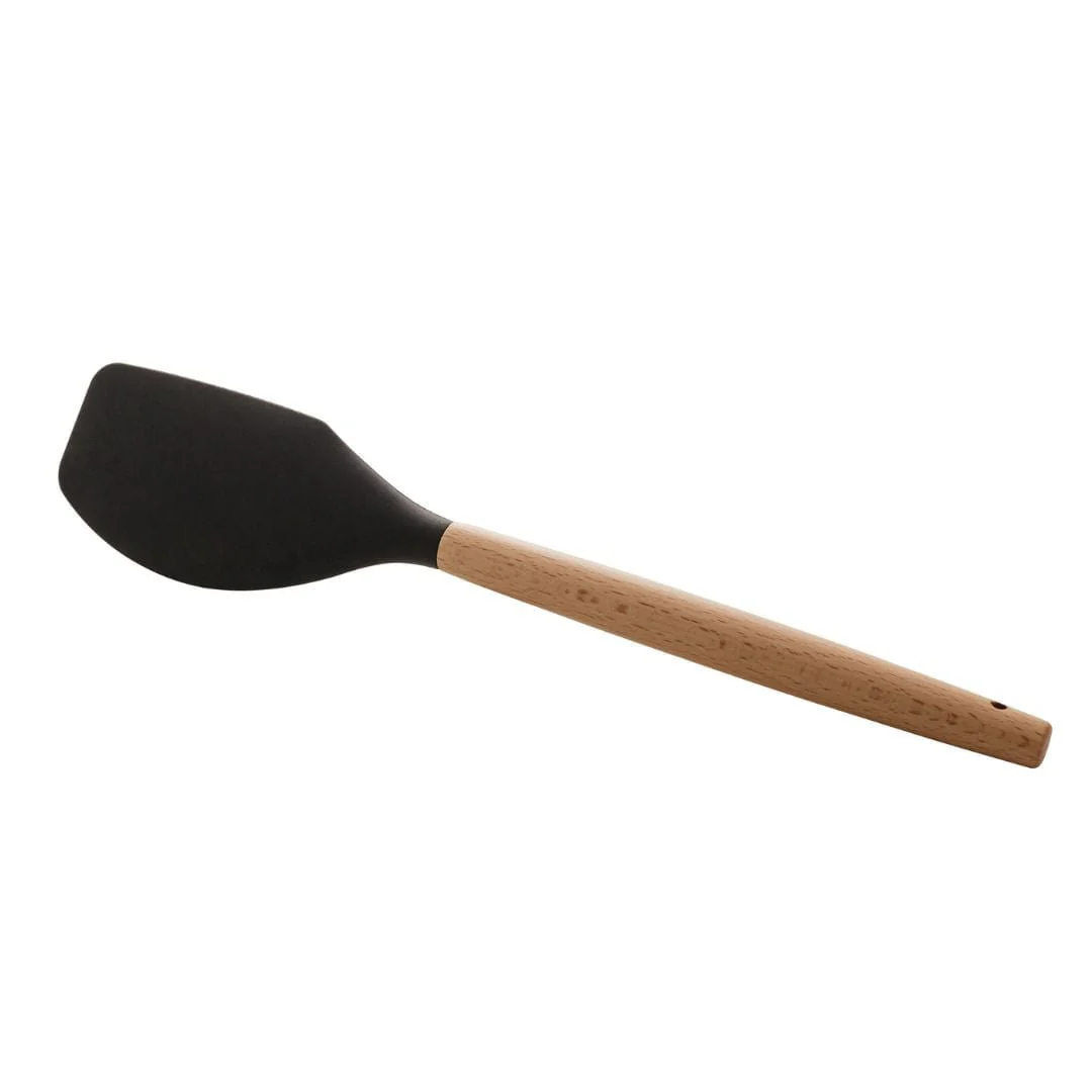 Espátula de Silicone com Cabo de Bambu Charmy Preta 31,5cm