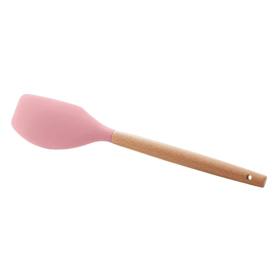 Espátula de Silicone com Cabo de Bambu Charmy Rosa 31,5cm