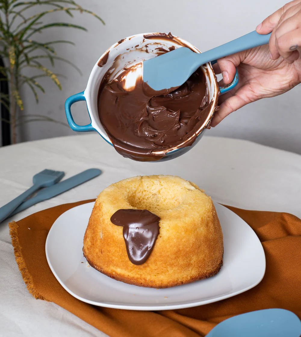 Espátula de Silicone Duplo Reta Pão Duro Azul