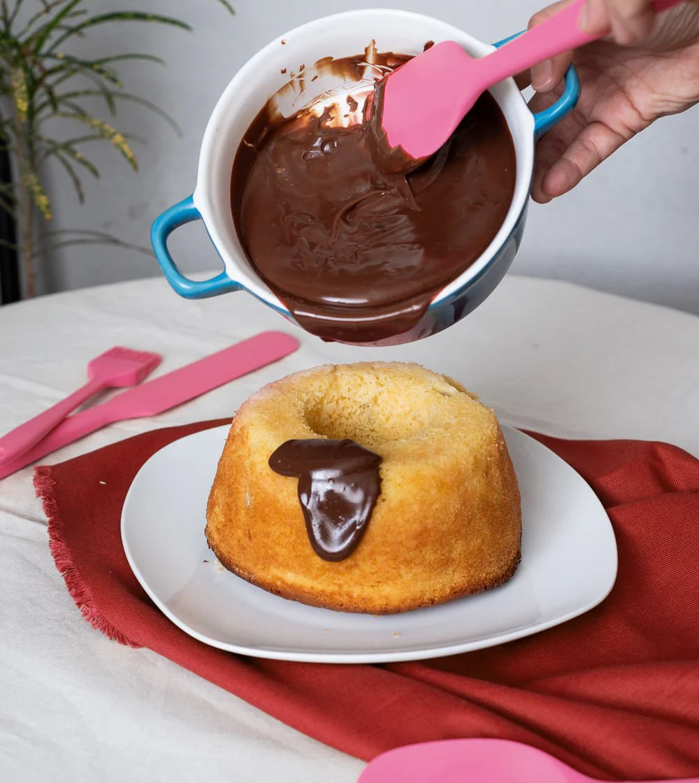 Espátula de Silicone Duplo Reta Pão Duro Rosa