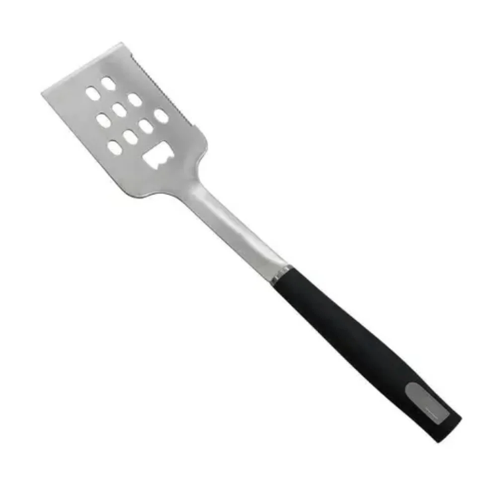 Espátula Easy Grill Para Churrasco em Aço Inox Com Cabo Plástico Preto - 42,5cm